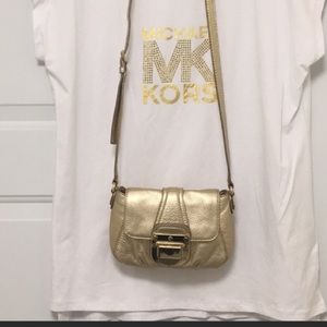 Michael Kors Charlton gold leather crossbody Bag